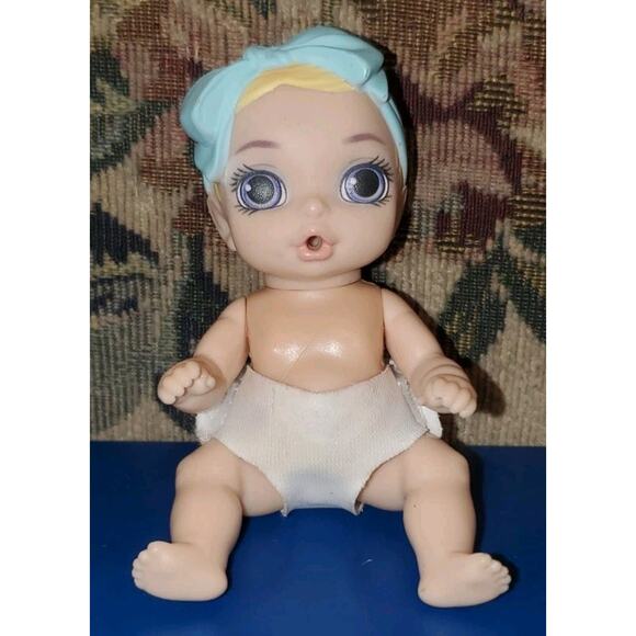 4 Inch Zapf Creations Baby Surprise Blue Bow Purple Eyes Diaper Collectible - Picture 1 of 8